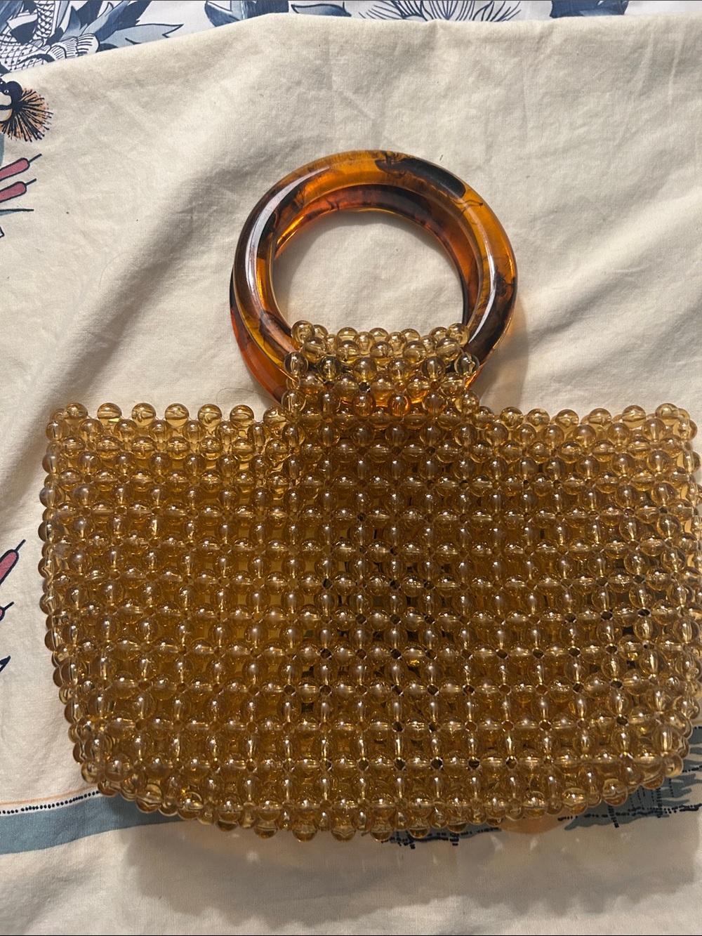 Source Unknown Amber Beaded Shoulder Bag with Tortoiseshell Handle